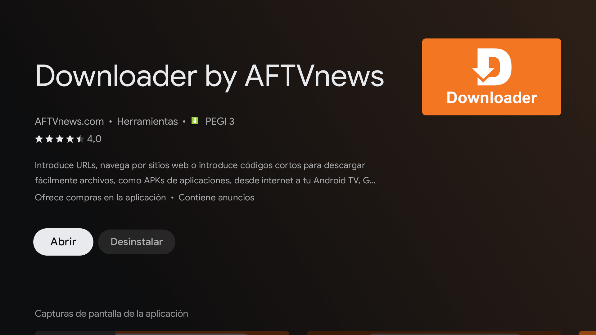 Instalar y abrir Downloader
