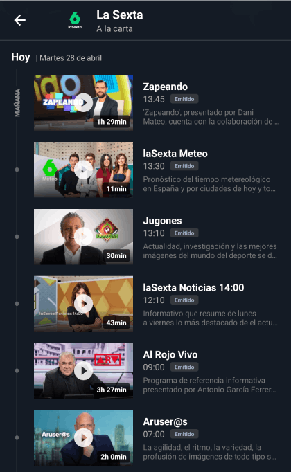 Interfaz Teleonline - Reproductor